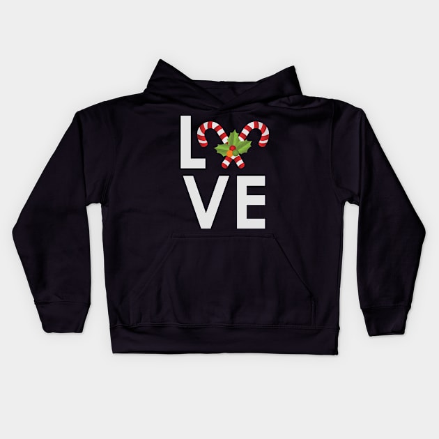 I love Christmas Candy Cane Ornament Kids Hoodie by HouldingAlastairss